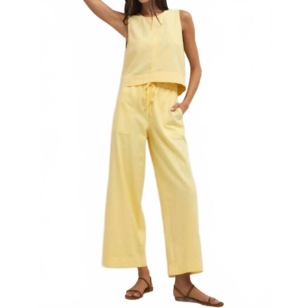 Z Supply Pale Yellow Wide-Leg Track Pants